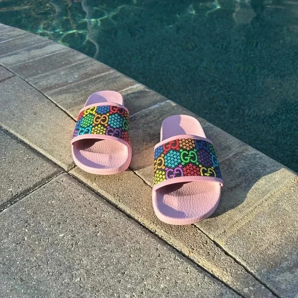 Gucci Shoes - Gucci - Ultra Rare Pink GG Supreme Psychedelic Monogram Leather Slides